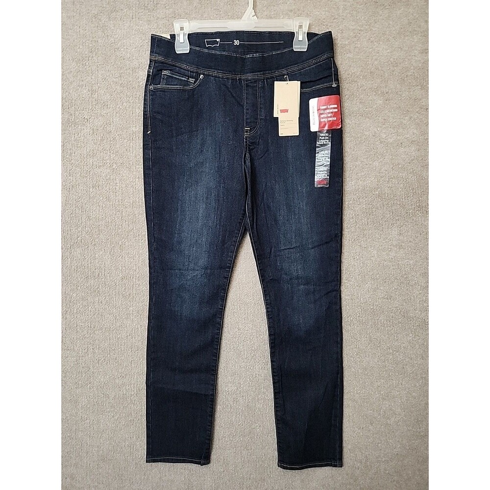 Levis Pull on Legging Jeans Womens 10 30 Blue Dark Wash Slimming Stretch NEW